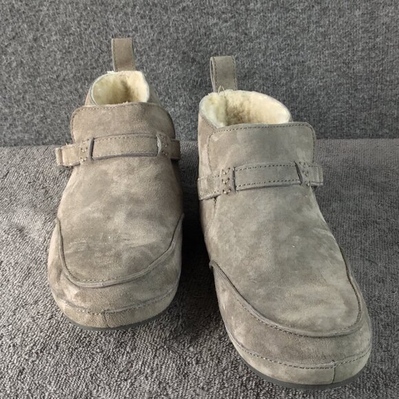 OluKai Ola Hou Shearling Fur Gray Suede Ankle Boot Women’s Size 7 - Picture 2 of 11